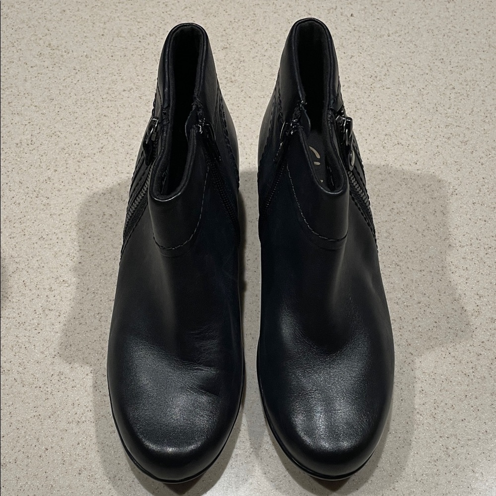 Clarks Black Leather Ankle Booties